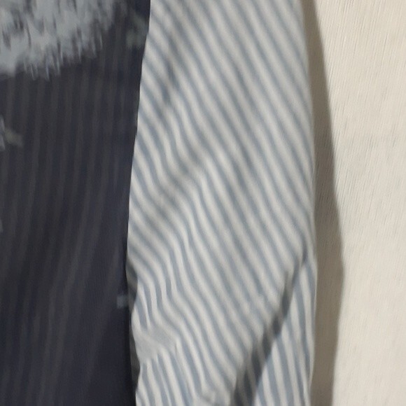 Free People shirt blue and white stripe navy floral top small s summer blouse - Picture 8 of 8